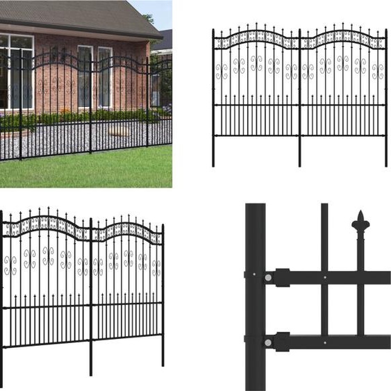 vidaXL Clôture de jardin avec pointes de lance Noir 190 cm Acier - Clôture de jardin - Panneau de clôture - Clôture métallique