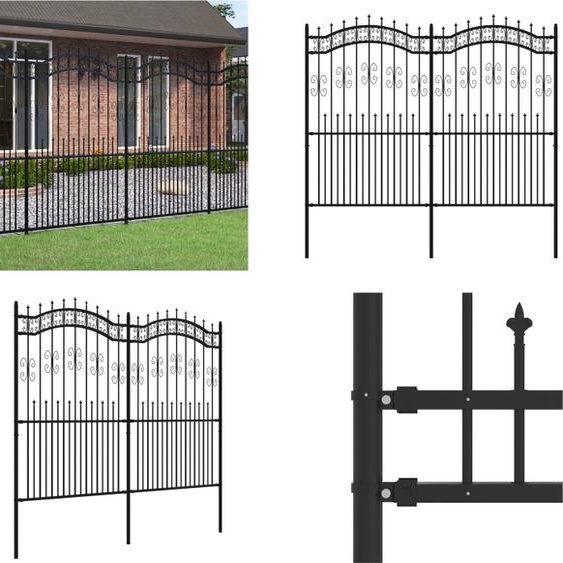 vidaXL Clôture de jardin avec pointes de lance Noir 222 cm Acier - Clôture de jardin - Panneau de clôture - Clôture métallique