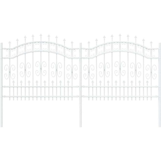 vidaXL Clôture de jardin Blanc 140 cm Acier revêtu par poudre