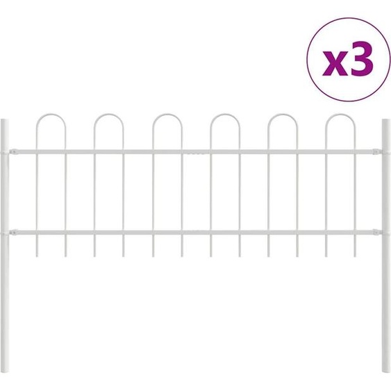 vidaXL Clôture de jardin Blanc 5.1 x 0.6 m Acier revêtu par poudre