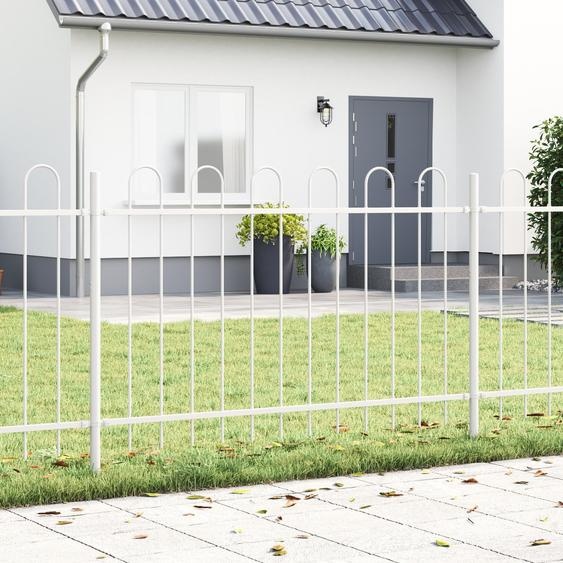 vidaXL Clôture de jardin Blanc 5.1 x 0.8 m Acier revêtu par poudre