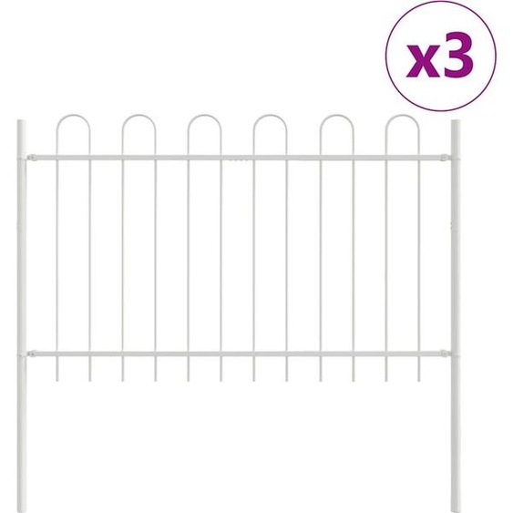 vidaXL Clôture de jardin Blanc 5.1 x 1 m Acier revêtu par poudre