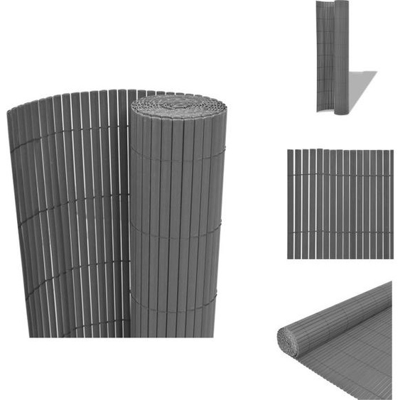 vidaXL Clôture de jardin double face PVC 90 x 500 cm Gris - Panneaux de clôture