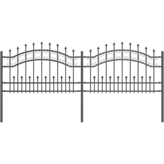 vidaXL Clôture de jardin Gris 115 cm Acier revêtu par poudre