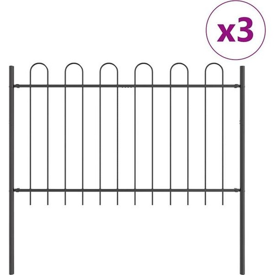 vidaXL Clôture de jardin Gris 5.1 x 1 m Acier revêtu par poudre