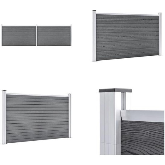 vidaXL Clôture de jardin WPC 353x106 cm Gris - Ensemble de clôtures - Ensemble de clôtures - Ensemble de clôtures en bois - Ensemble de clôtures en bois