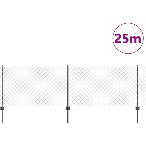 vidaXL Clôture en chaîne avec poteaux, 25 x 0,8 m (l x h), acier galvanisé à chaud