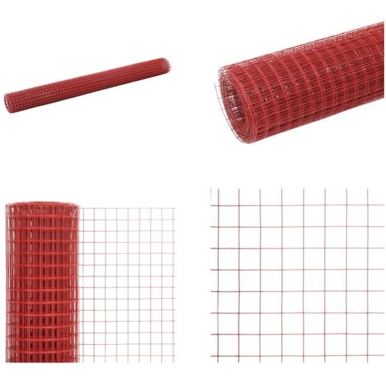 vidaXL Clôture en fil de fer Acier avec revêtement PVC 25x1,5 m Rouge - Clôture en fil de fer - Grillage - Fils de fer à maille