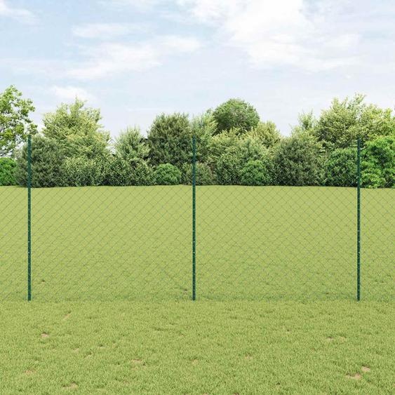 vidaXL Clôture avec poteaux Vert 1,6 x 10 m Acier et PVC