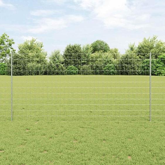 vidaXL Clôture européenne avec poteaux, 25 x 1,2 m, acier galvanisé, argent, maille
