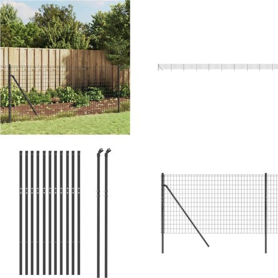vidaXL Clôture grillagée Anthracite 0,8x25 m Acier galvanisé - Clôture grillagée - Clôture de jardin - Grillage métallique