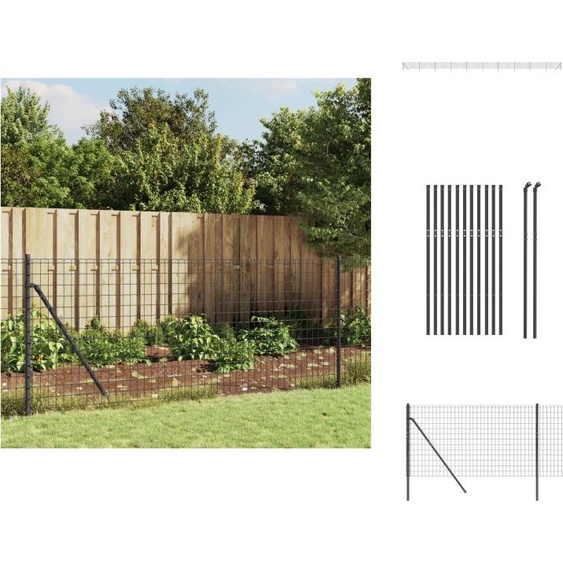vidaXL Clôture grillagée Anthracite 0,8x25 m Acier galvanisé - Panneaux de clôture