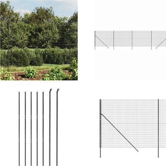 vidaXL Clôture grillagée Anthracite 1,4x10 m Acier galvanisé - Clôture grillagée - Clôture de jardin - Grillage métallique