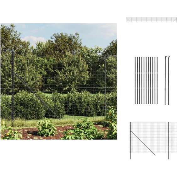 vidaXL Clôture grillagée Anthracite 1,4x25 m Acier galvanisé - Panneaux de clôture