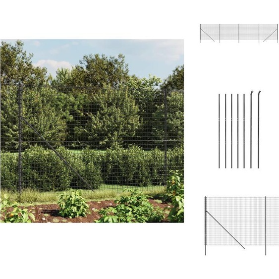 vidaXL Clôture grillagée Anthracite 1,6x10 m Acier galvanisé - Panneaux de clôture