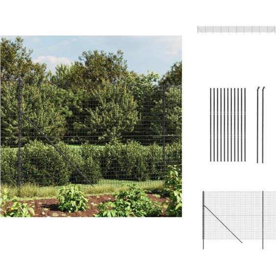 vidaXL Clôture grillagée Anthracite 1,6x25 m Acier galvanisé - Panneaux de clôture