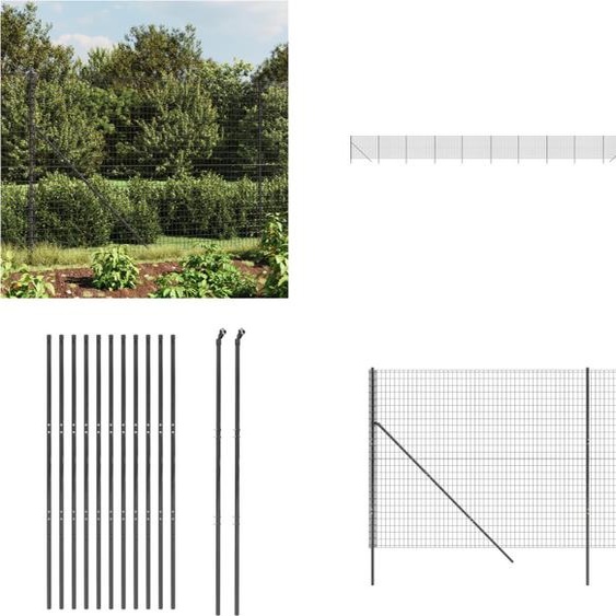 vidaXL Clôture grillagée Anthracite 1,8x25 m Acier galvanisé - Clôture grillagée - Clôture de jardin - Grillage métallique