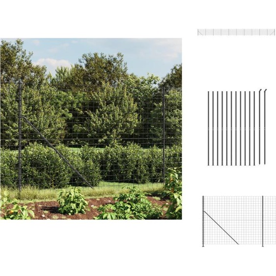 vidaXL Clôture grillagée avec bride au sol Anthracite 1,4x25 m - Panneaux de clôture