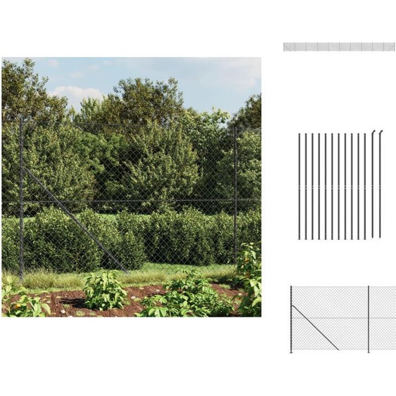 vidaXL Clôture grillagée avec bride au sol Anthracite 1,4x25 m - Panneaux de clôture