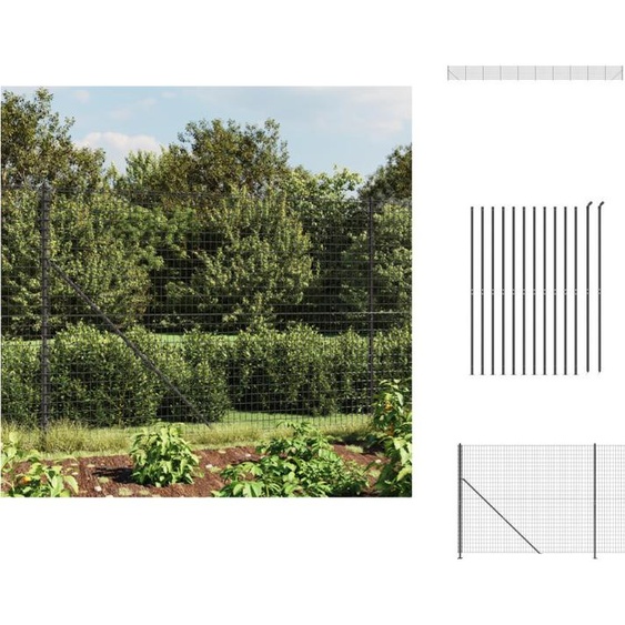 vidaXL Clôture grillagée avec bride au sol Anthracite 1,4x25 m - Panneaux de clôture