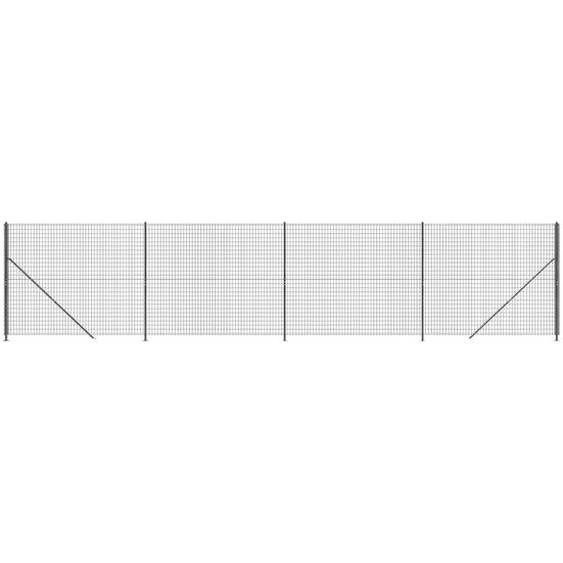 vidaXL Clôture grillagée avec bride au sol Anthracite 2x10 m