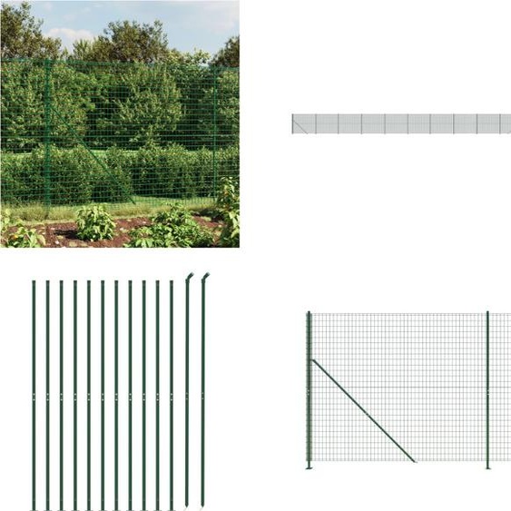 vidaXL Clôture grillagée avec bride au sol Vert 1,8x25 m - Clôture grillagée - Clôture de jardin - Grillage métallique
