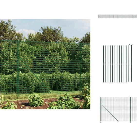 vidaXL Clôture grillagée avec bride au sol Vert 2x25 m - Panneaux de clôture