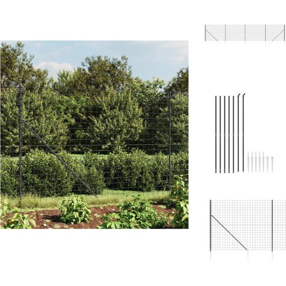 vidaXL Clôture grillagée avec douilles de sol Anthracite 1,4x10 m - Panneaux de clôture