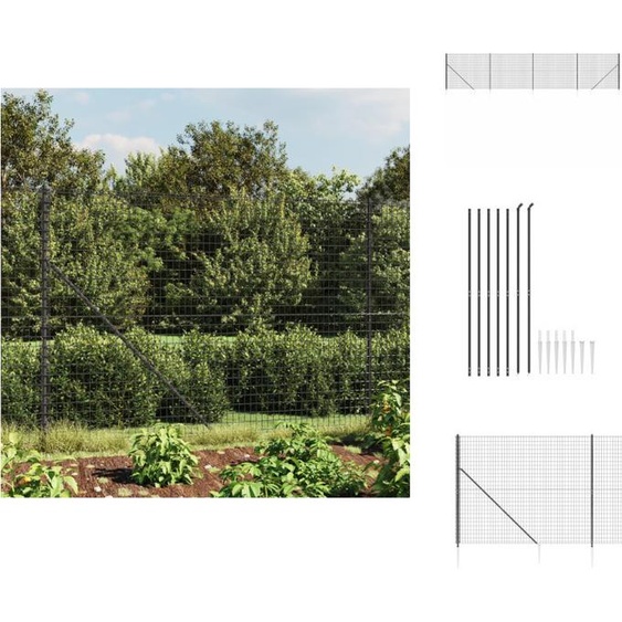 vidaXL Clôture grillagée avec douilles de sol Anthracite 1,6x10 m - Panneaux de clôture
