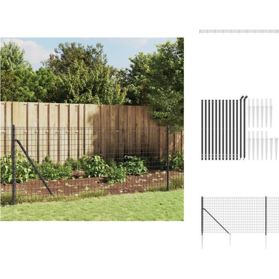 vidaXL Clôture grillagée avec douilles de sol Anthracite 1x25 m - Panneaux de clôture