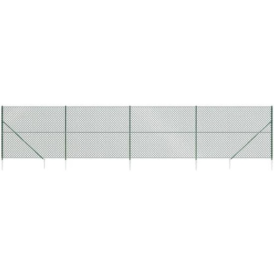 vidaXL Clôture grillagée avec douilles de sol vert 1,8x10 m