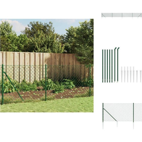 vidaXL Clôture grillagée avec douilles de sol Vert 1x10 m - Panneaux de clôture