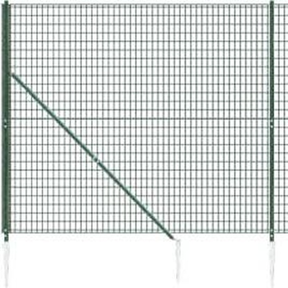 vidaXL Clôture grillagée avec douilles de sol Vert 2x10 m