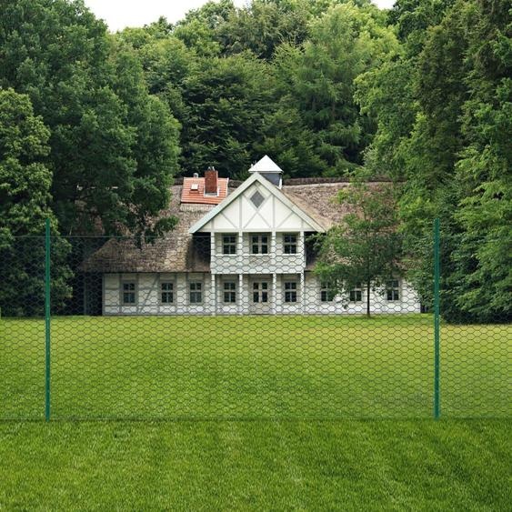 vidaXL Clôture grillagée avec poteaux acier 25 x 2 m vert