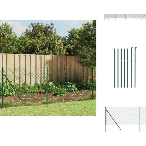 vidaXL Clôture grillagée vert 1,1x10 m - Panneaux de clôture