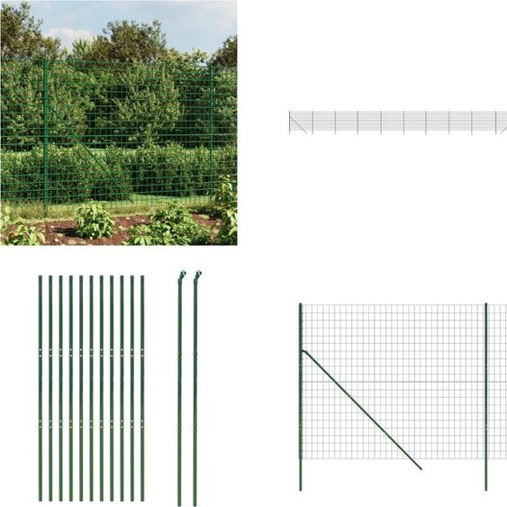 vidaXL Clôture grillagée Vert 1,6x25 m Acier galvanisé - Clôture grillagée - Clôture de jardin - Grillage métallique