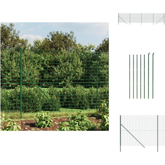 vidaXL Clôture grillagée Vert 2x10 m Acier galvanisé - Panneaux de clôture