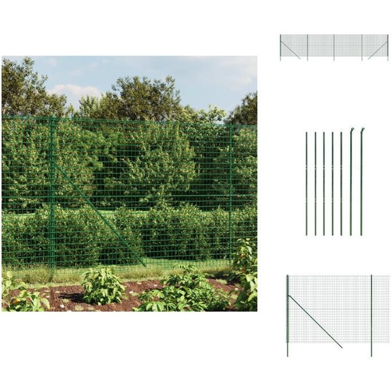 vidaXL Clôture grillagée Vert 2x10 m Acier galvanisé - Panneaux de clôture