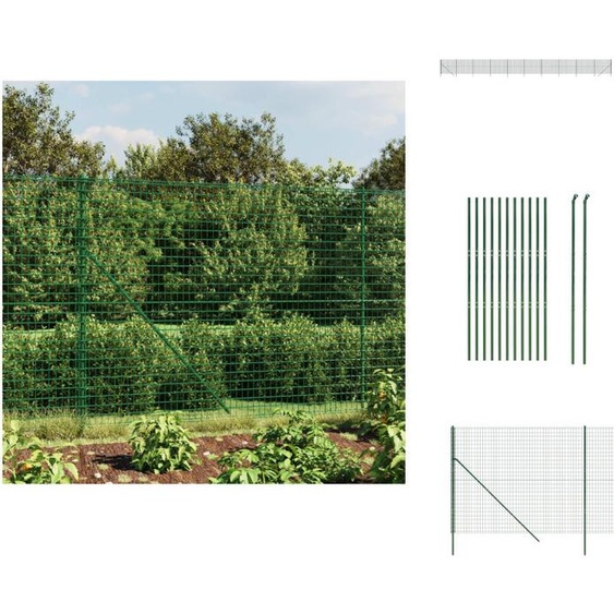vidaXL Clôture grillagée Vert 2x25 m Acier galvanisé - Panneaux de clôture