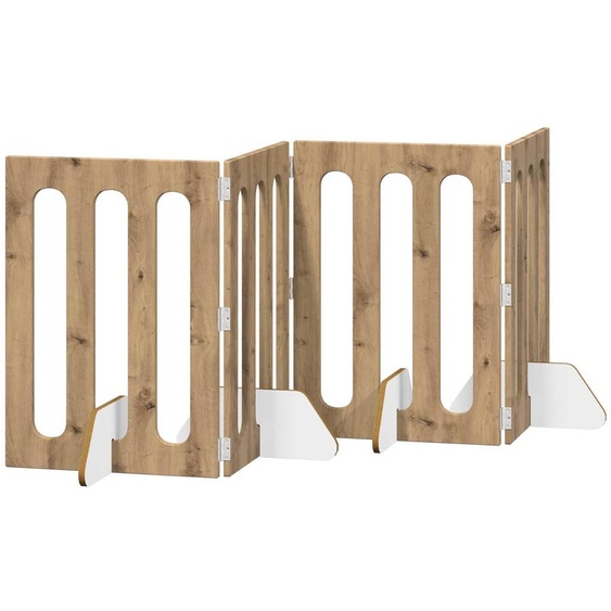 vidaXL Clôture pliable pour animaux de compagnie, 4 pièces, chêne artisanal, 201 x 38 x 70 cm