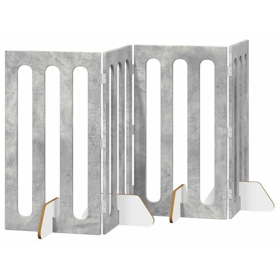 vidaXL Clôture pliable pour animaux de compagnie, 4 pièces, gris béton, 201 x 38 x 90 cm