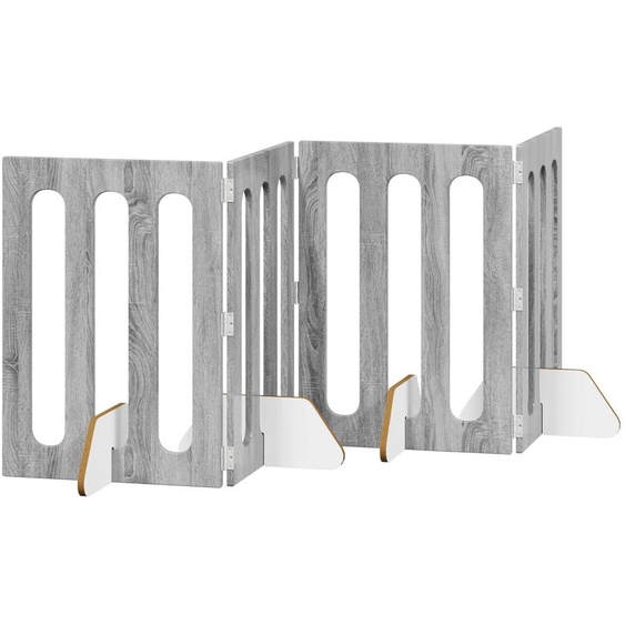 vidaXL Clôture pliable pour animaux de compagnie, 4 pièces, gris Sonoma, 201 x 38 x 70 cm