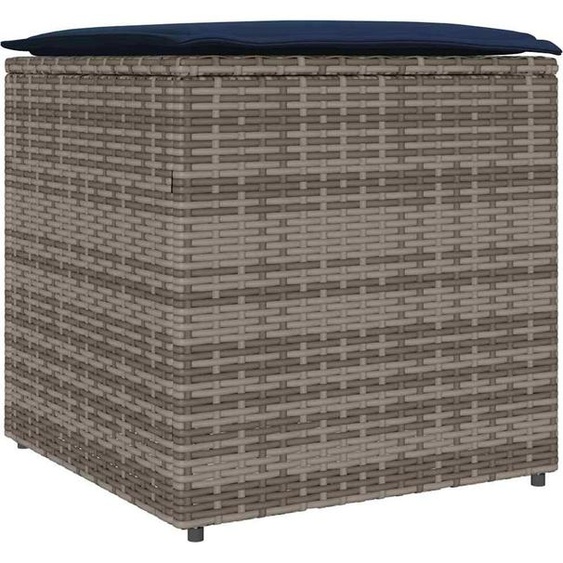 vidaXL Coffre à coussins avec rangement Gris 50 x 50 x 50 cm Poly-Rattan