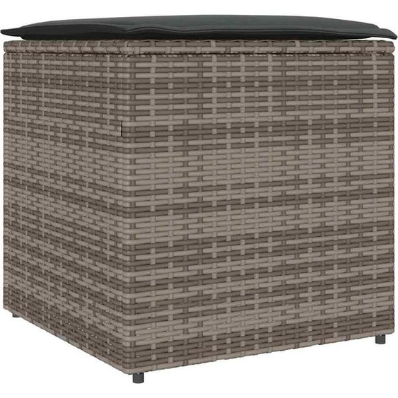 vidaXL Coffre à coussins avec rangement Gris 50 x 50 x 50 cm Poly-Rattan