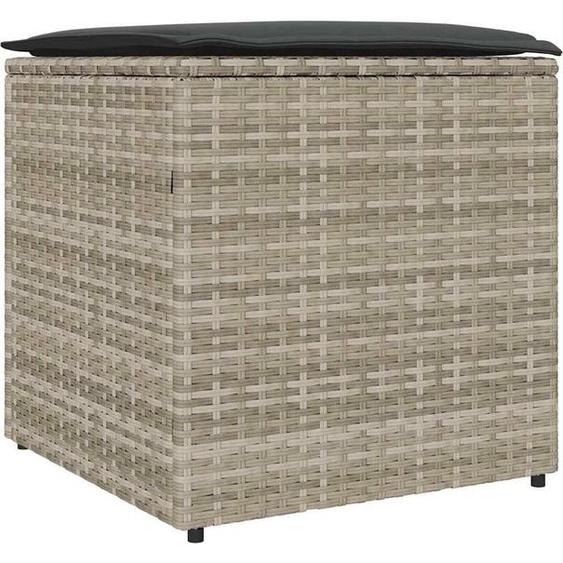 vidaXL Coffre à coussins avec rangement Gris clair 50 x 50 x 50 cm Poly-Rattan