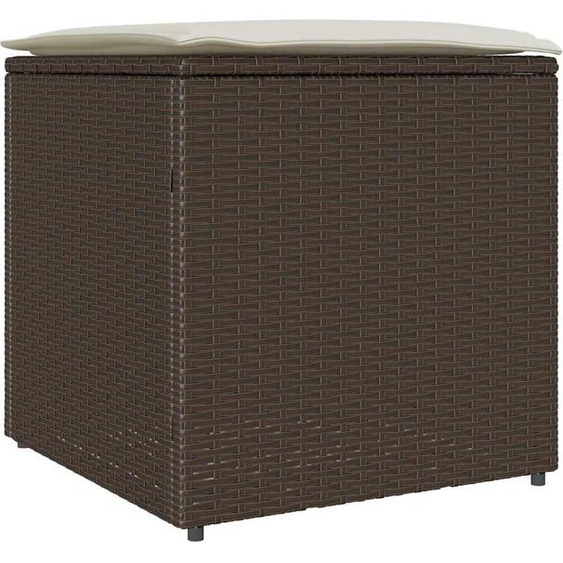 vidaXL Coffre à coussins avec rangement Marron 50 x 50 x 50 cm Poly-Rattan
