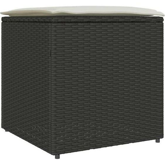 vidaXL Coffre à coussins avec rangement Noir 50 x 50 x 50 cm Poly-Rattan