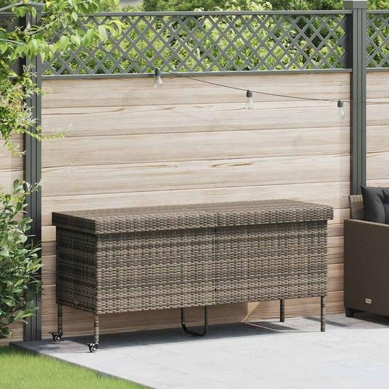 vidaXL Coffre de jardin à roulettes Gris 160x55x75 cm Poly rotin