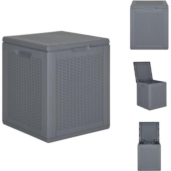 vidaXL Coffre de jardin Gris PP Rotin 90 L - Coffres de jardin