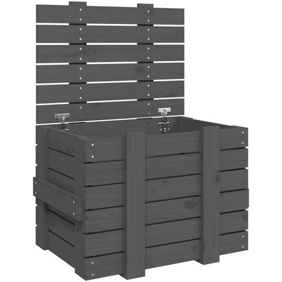 vidaXL Coffre Gris 58x40,5x42 cm Pin massif